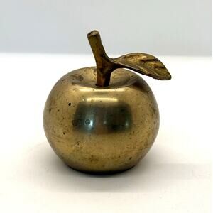 VTG Solid Brass Apple Bell Rustic Cottagecore Harvest Desk Teacher Farmhouse